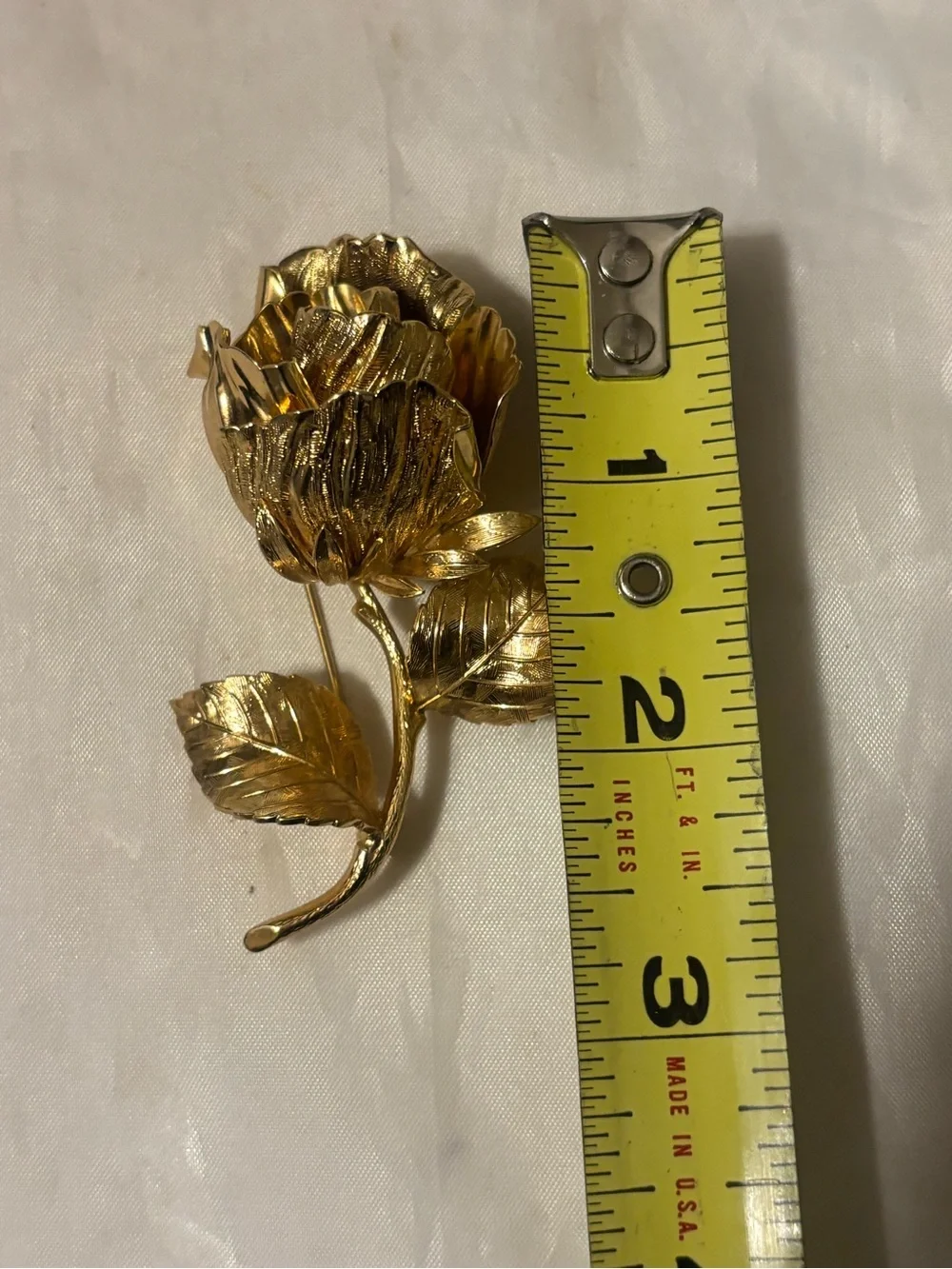 Vg Christian Dior Grosse Germany Gold Plated Textured Rose Brooch